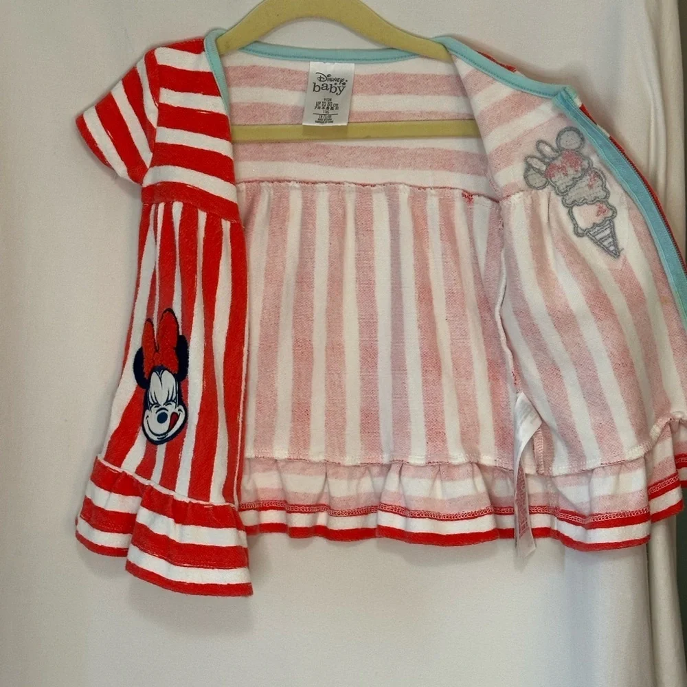 9-12Months Disney Baby Minnie Mouse Ice Cream Red Striped Beach Dress
